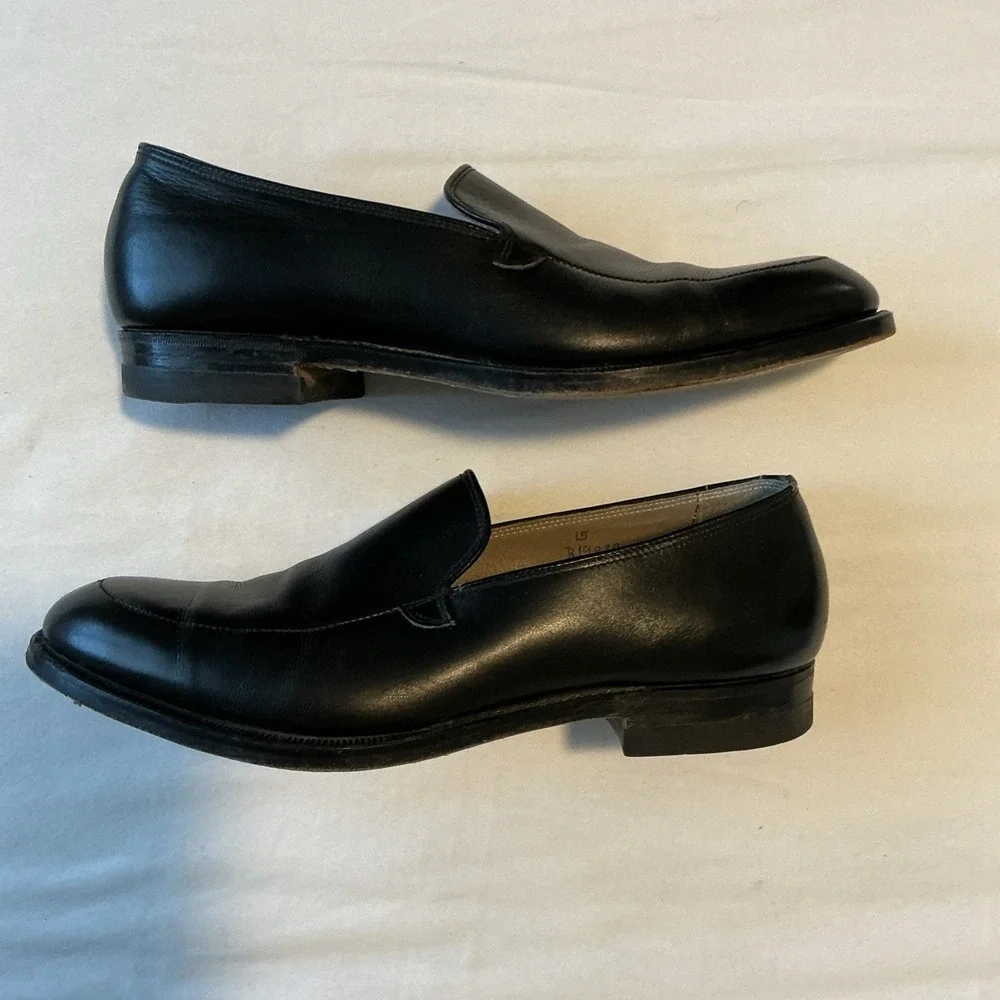 BESPOKE By Shoemaker Lee Kee Black Leather Slip On Loafers Dress Shoes 9.5 D EUC